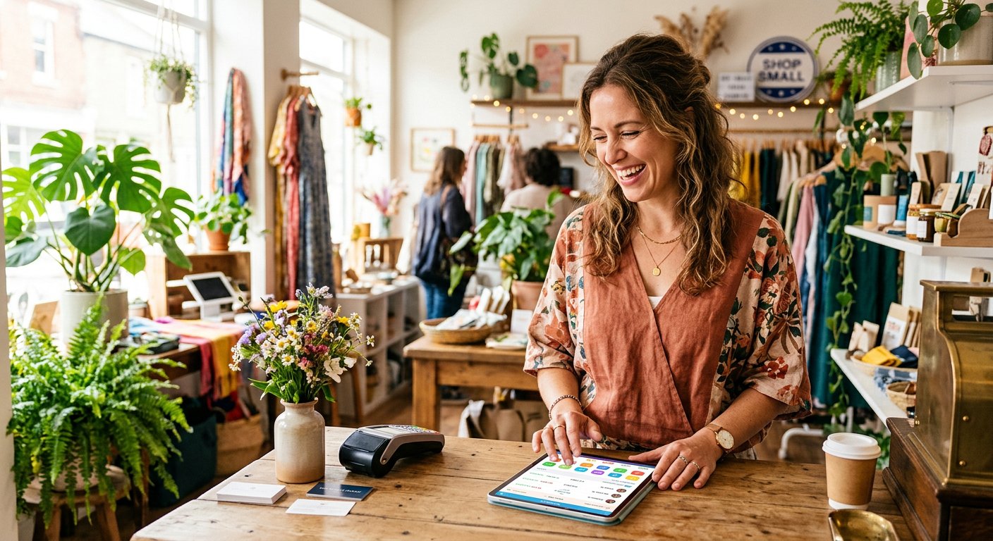 Small business owner using Payroll Center on a tablet